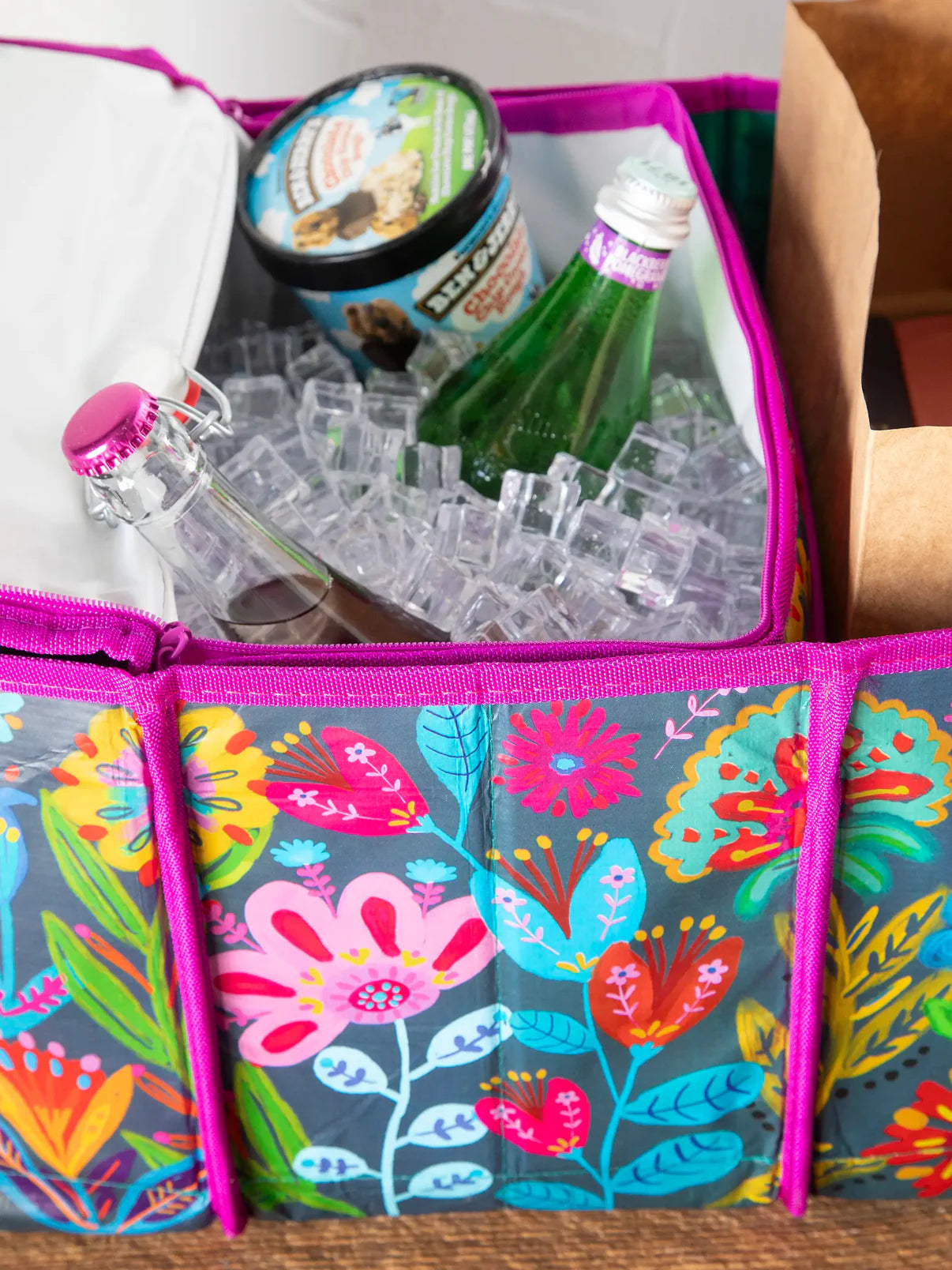 Car Trunk Organizer // Navy Folk Flower