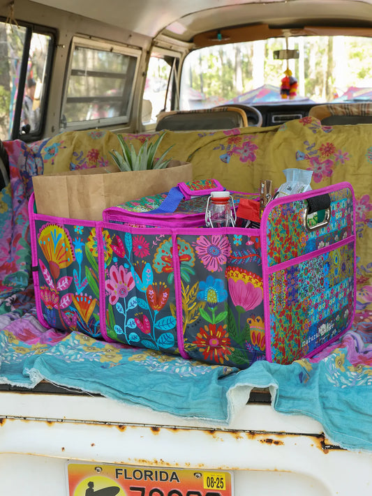 Car Trunk Organizer // Navy Folk Flower