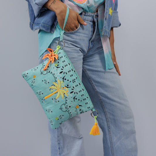 Bag // Cotton // Turquoise + Orange