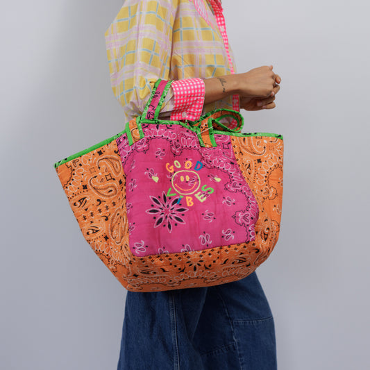 Bag // Cotton // Orange + Pink