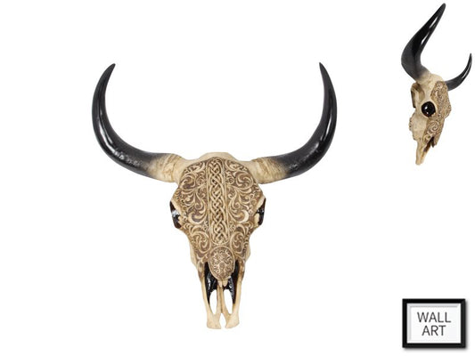 Hanging //  Tribal Pattern Cow Skull