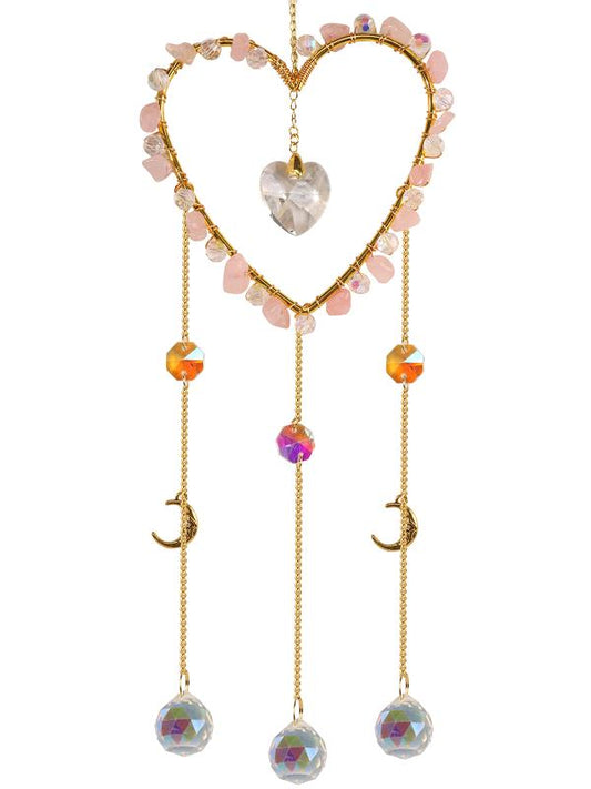 Suncatcher // Crystal  Rose Quartz Heart // 50cm