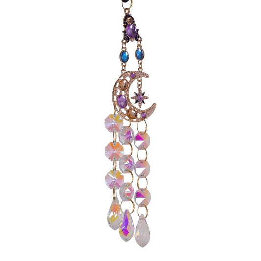 Suncatcher // Crystal Moon With Gemstones // 21cm