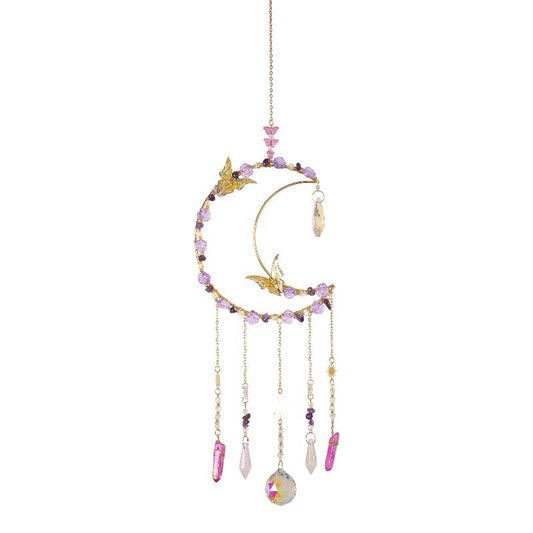 Suncatcher // Crystal Moon with Gold Butterflies // 52cm