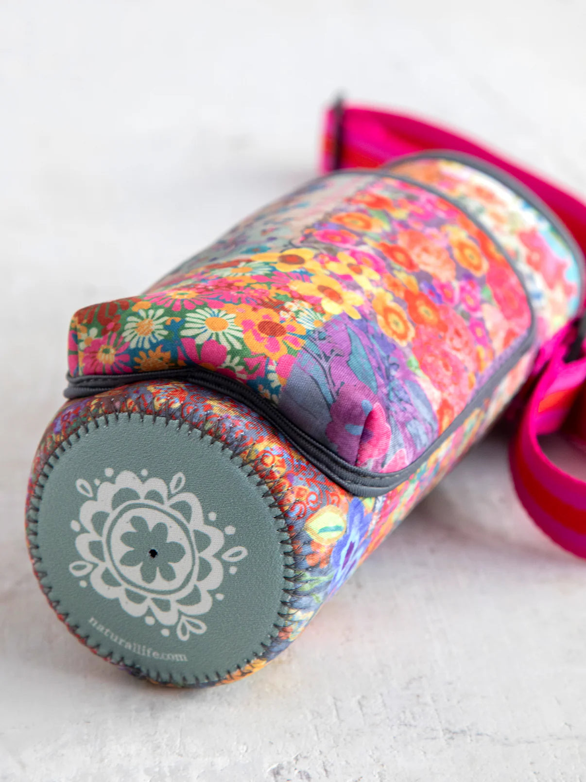 Insulated Water Bottle Carrier // Pink Patchwork