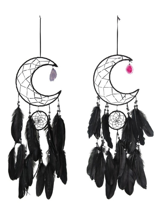 DreamCatcher // Black Half Moon with Agate Slice
