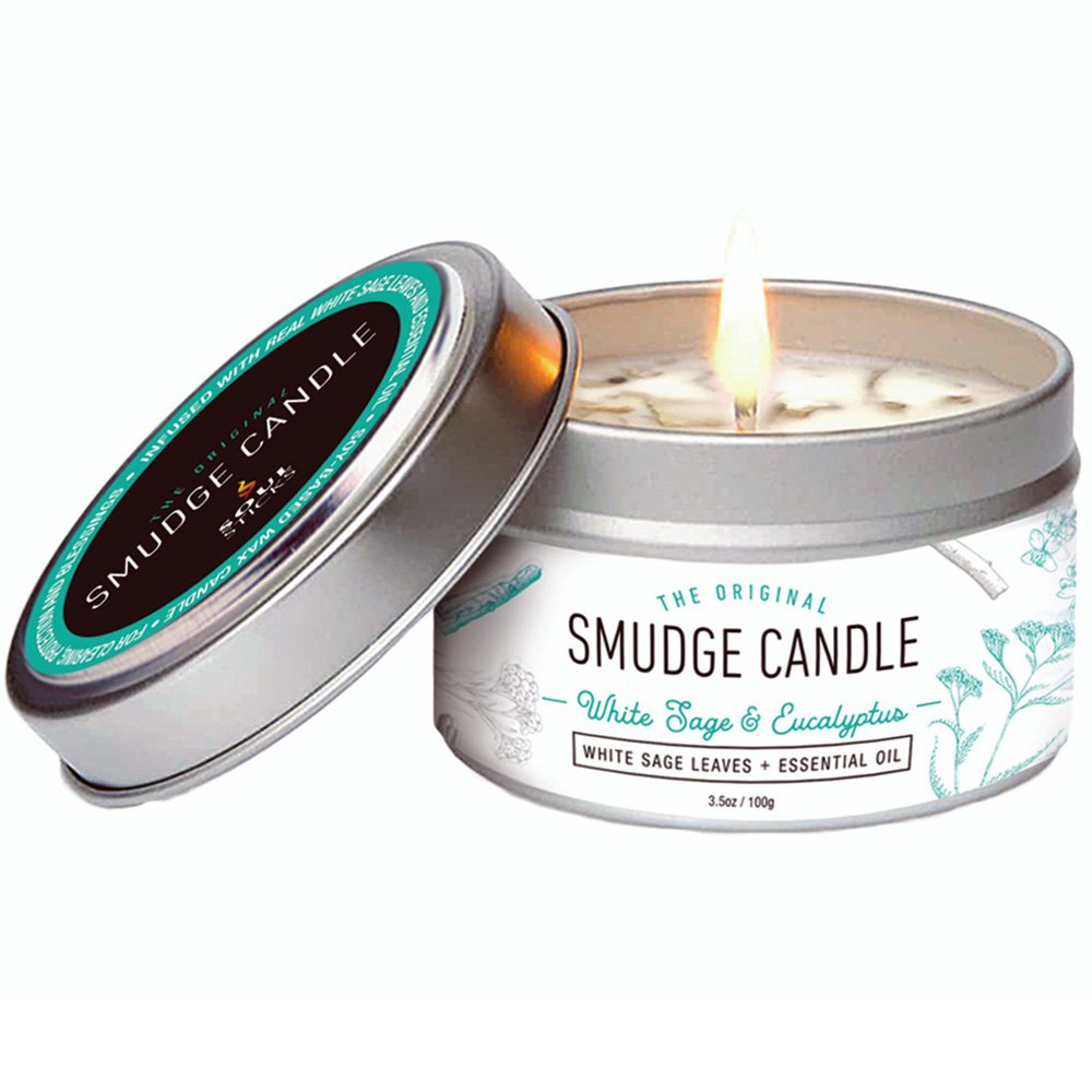 Candle // TIN SMUDGE CANDLE - White Sage & Eucalyptus Soy Wax // 100gms
