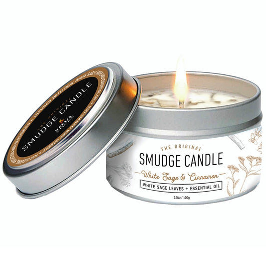 Candle // TIN SMUDGE CANDLE // White Sage & Cinnamon Soy Wax // 100gms