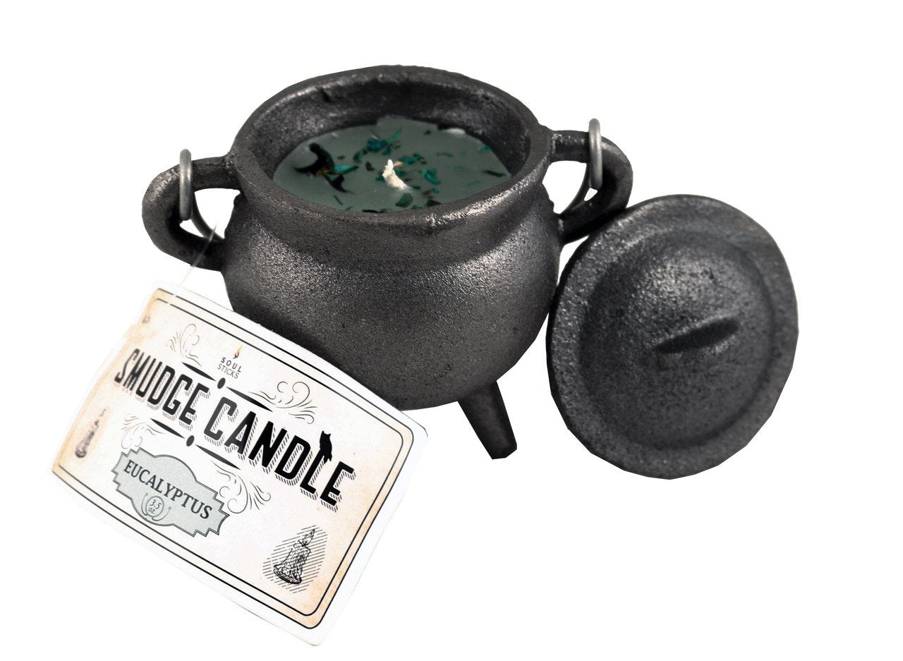 Smudge Candle // Cast Iron Cauldron // Eucalyptus