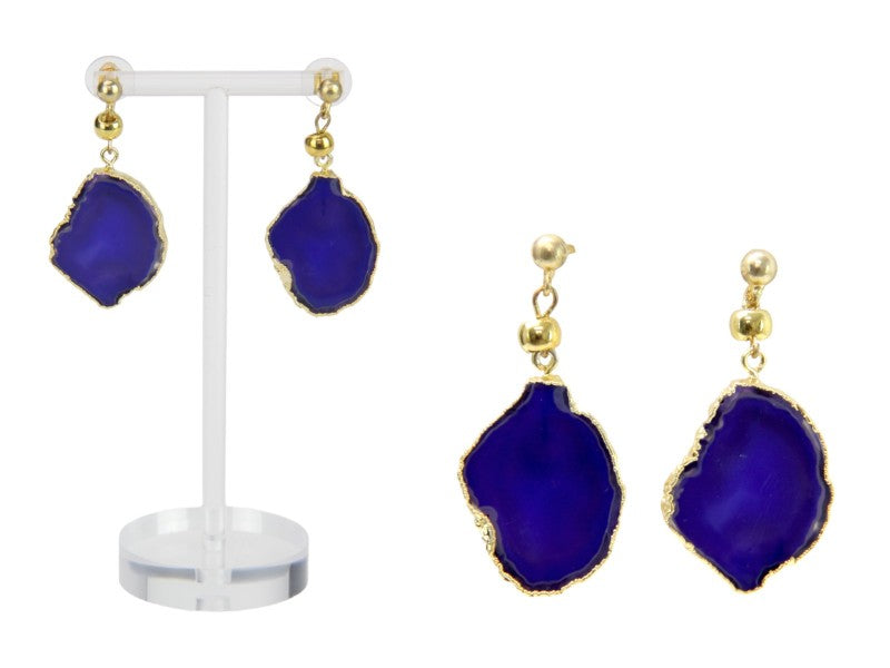Earring // Blue Geode Earring Drop W/18k Plating