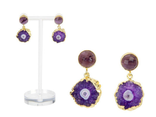 Earring // Purple Gem with 18K Gold Plating