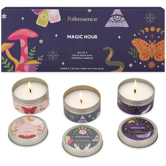 Candle // Folkessence Magic Hour Pack of 3 Travel Tin // 80gms