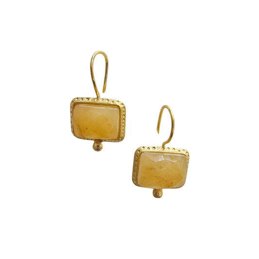 Earring // Natural Stone Gemstone // Yellow Jade