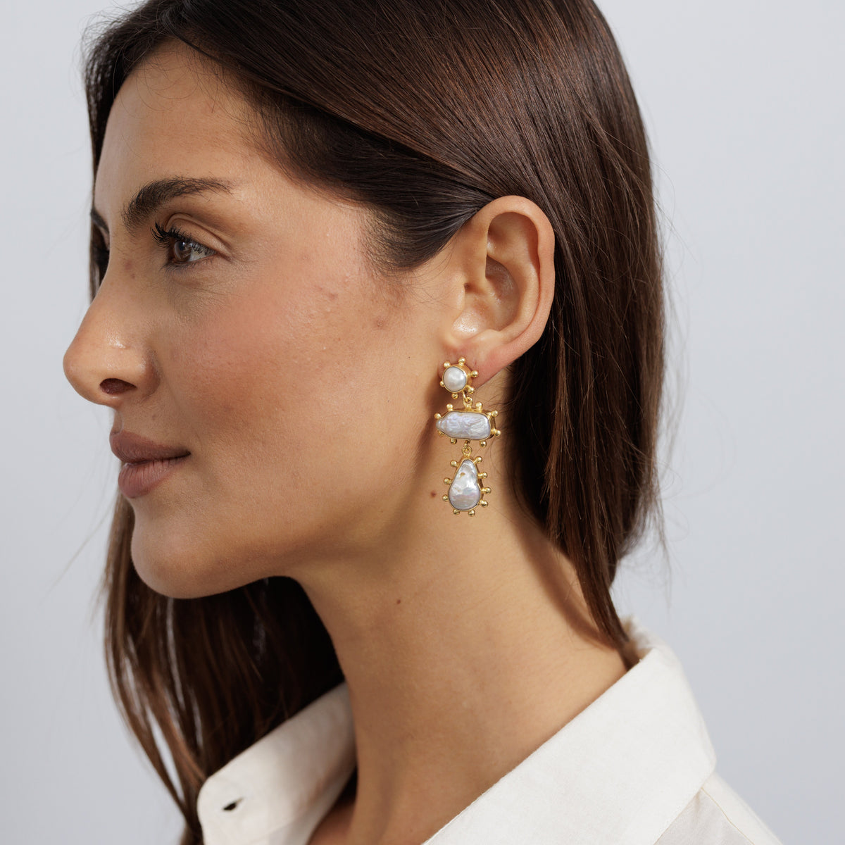 Earring // Natural Freshwater Pearl Statement