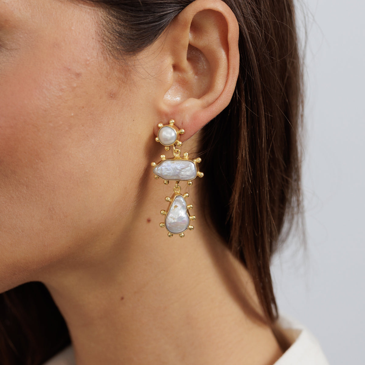 Earring // Natural Freshwater Pearl Statement
