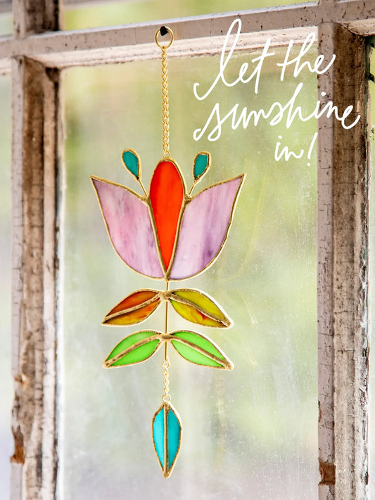 Stained Glass Window Hanging // Folk Flower
