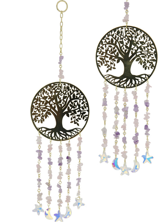 Hanging // Gold Tree of Life with Amethyst