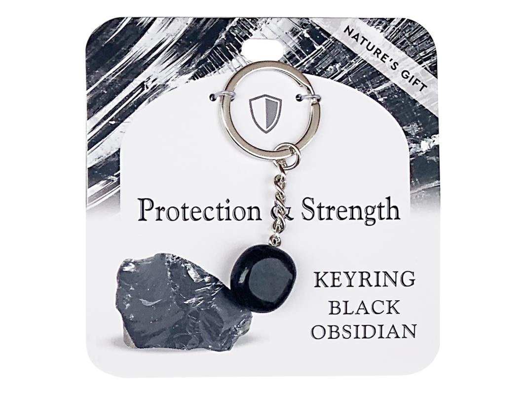 Crystal // Wellness Gemstone Keyring // Black Obsidian