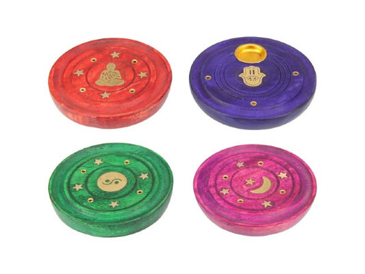 Incense Holder // Flat Round Mystic // 4 Assorted Colours