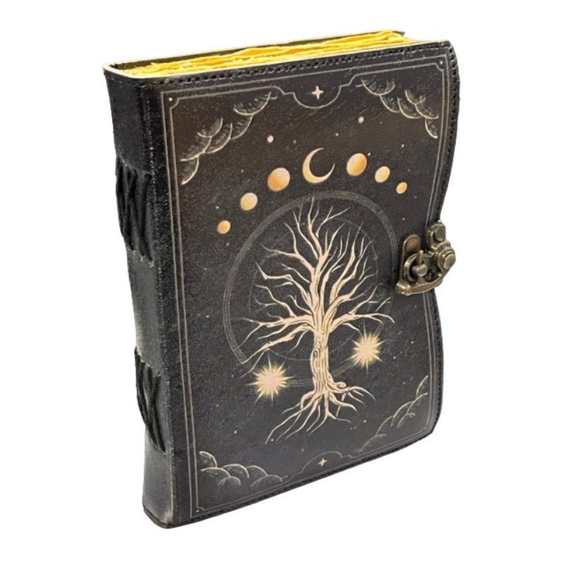 Leather Journal // Tree Of Life With Moon Phase