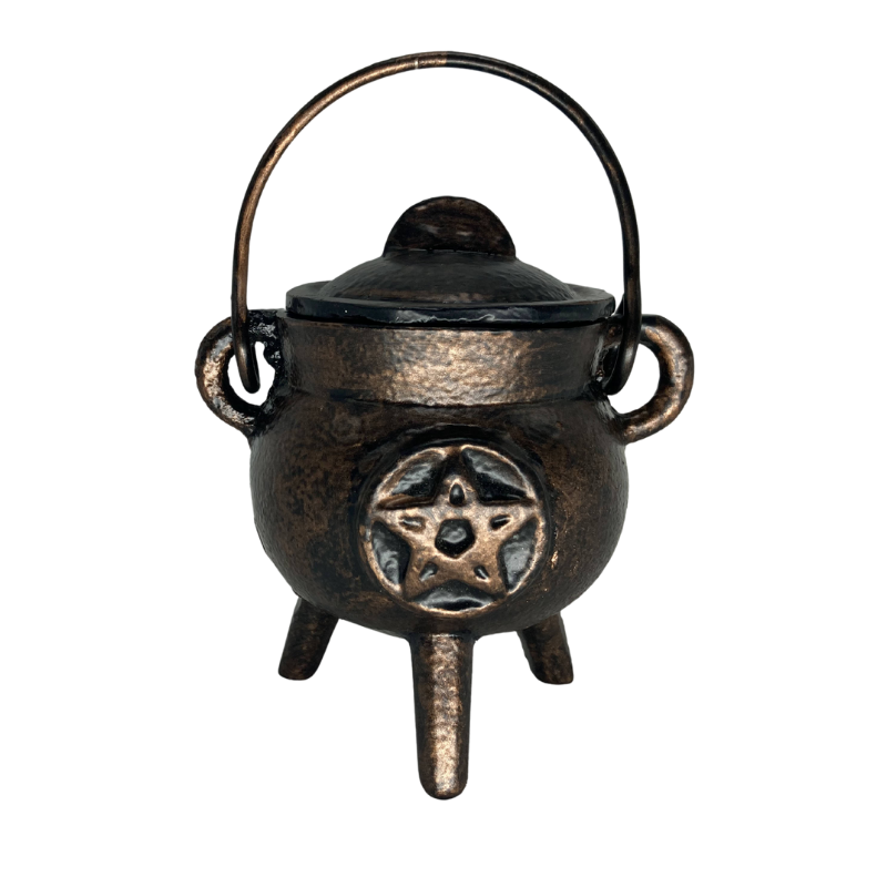 Cauldron // Pentagram With Lid // Copper Antique