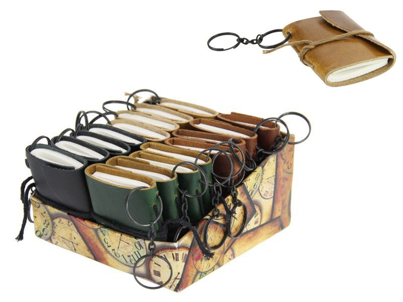 Keyring // Mini Leather Journal // 9x8cm // 4 Asstd
