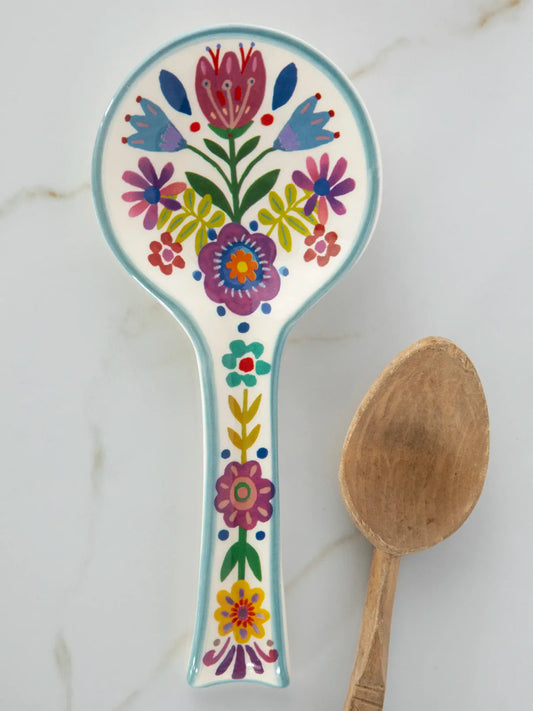 Ceramic Spoon Rest // Folk Flower
