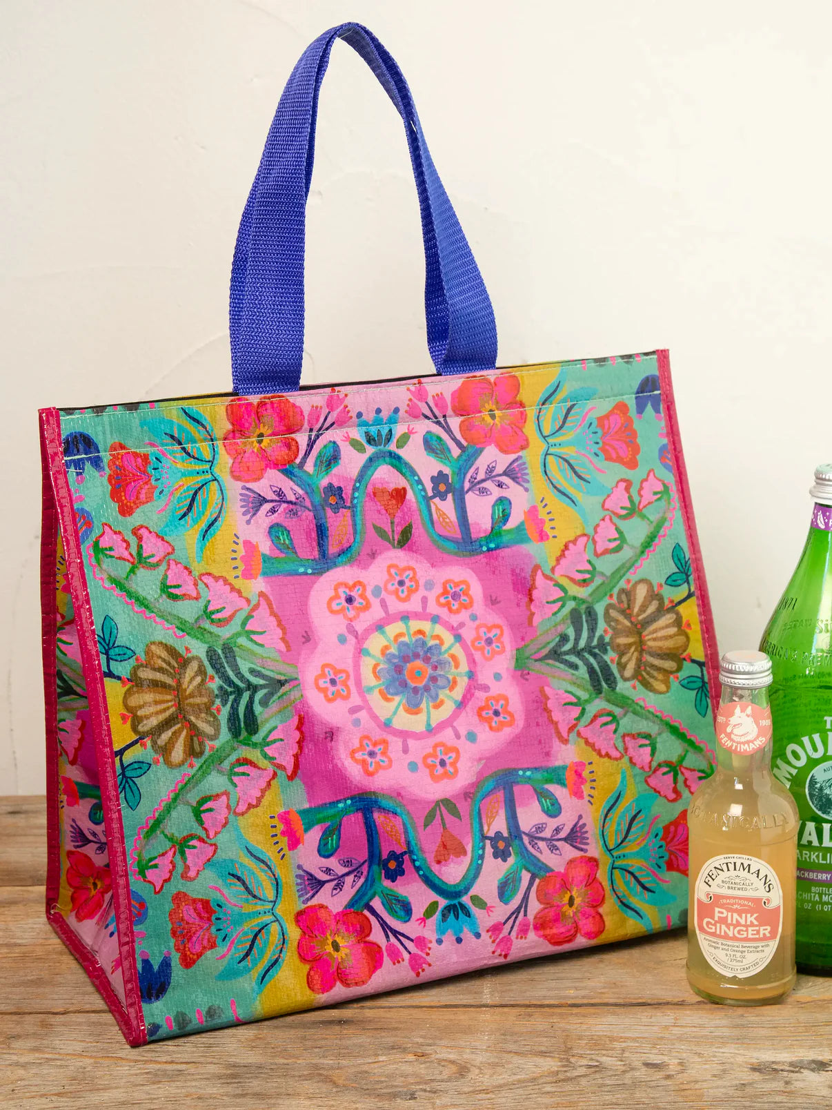 Insulated Cooler Tote // Neon Pink Floral