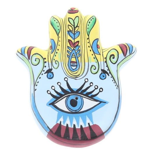 Incense Holder // Hamsa Hand Yellow Blue // 13cm
