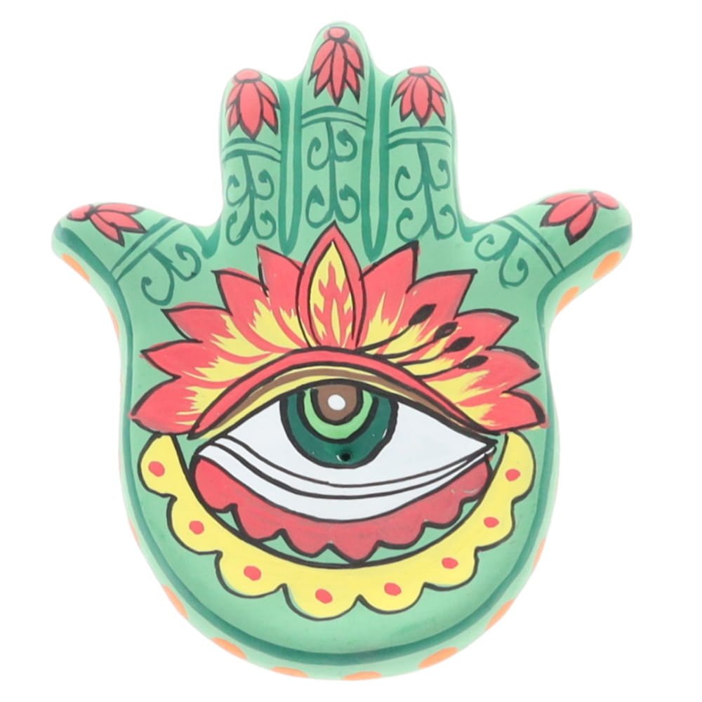 Incense Holder // Hamsa Hand Green // 13cm