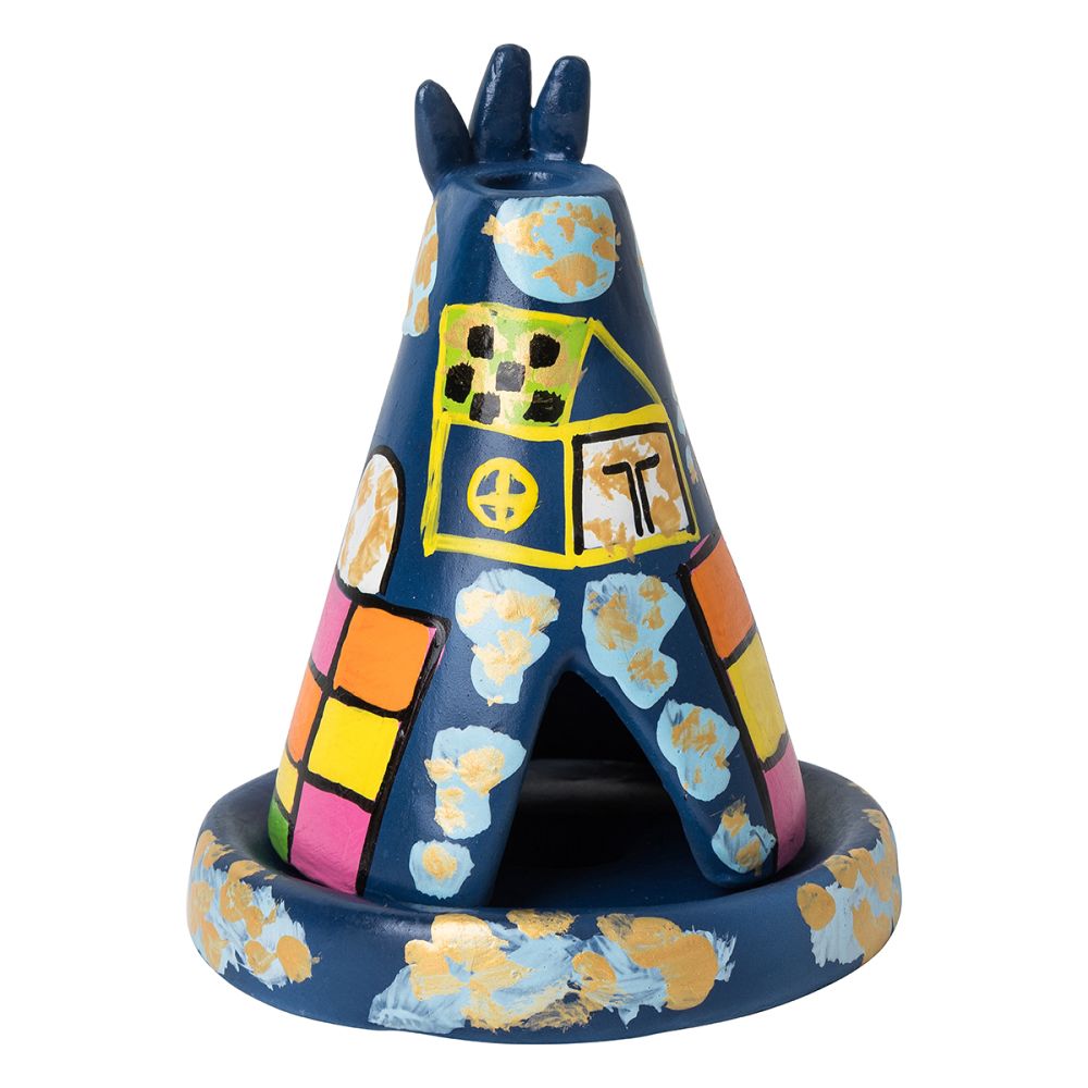 Incense Holder // Clay Teepee Blue // 13cm