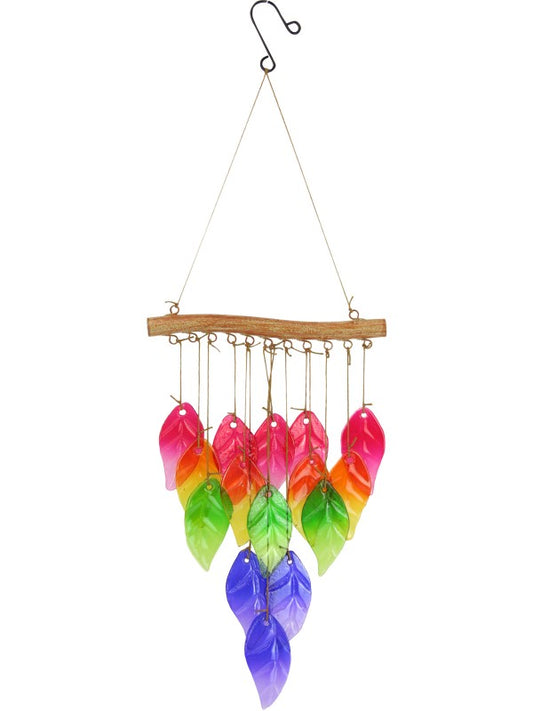 Wind Chime // Coloured Glass Leaf // 58cm