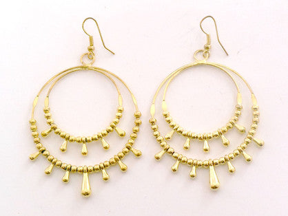 Earrings // Round 2-line Brass Bead