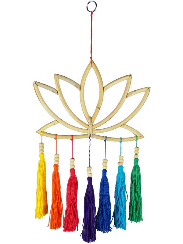 Hanging // Lotus With Coloured Tassels // 40cm