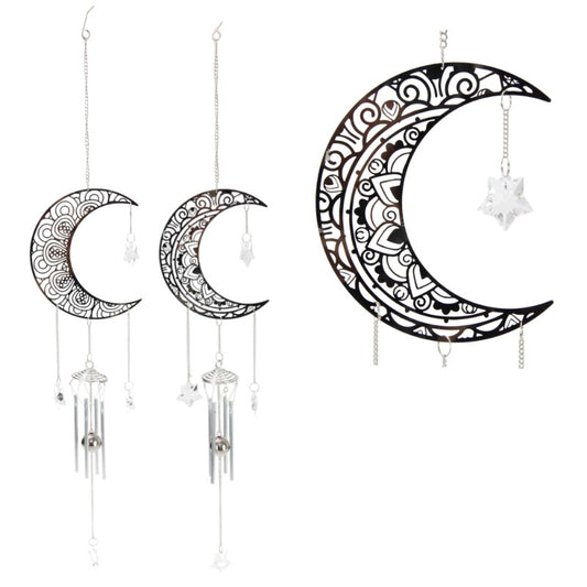 Wind Chime // Silver Moon with Crystal