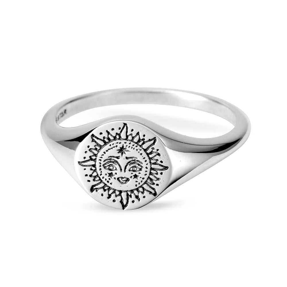 Dainty Sun Signet Ring