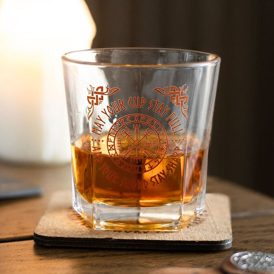Viking // Lowball Drinking Glass with Coaster // Compass