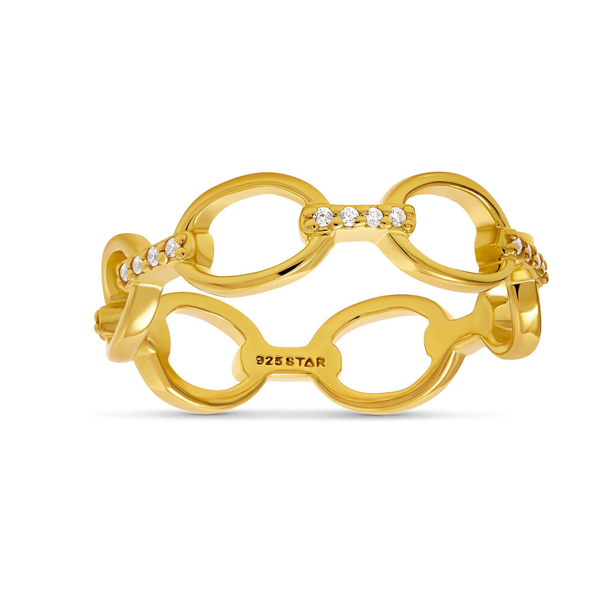 Chained Crystal Ring Gold