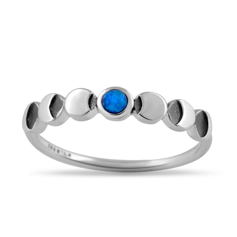 Lunar Phases Blue Opal Ring