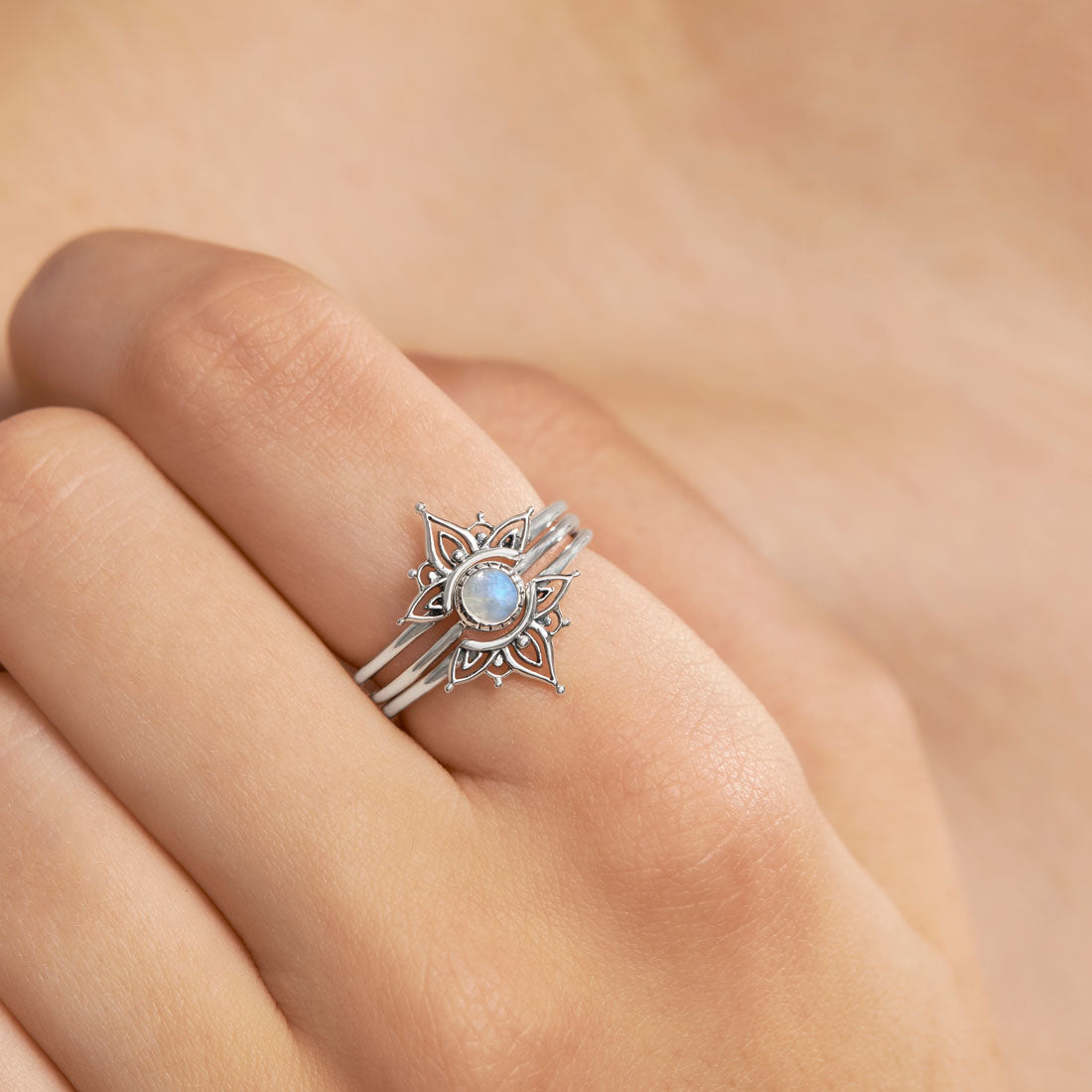 Wanderlust Moonstone Ring Set