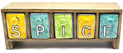 Ceramic Chest // Five Drawer Spice Box // 35x13x10 cm