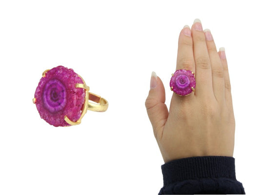 Ring // Pink Geode Adjustable