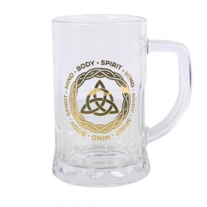 Celtic // Triquetra Knot Glass Beer Tankard with Coaster
