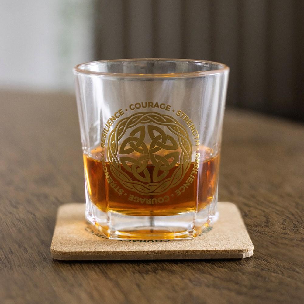 Celtic // Shield Knot Lowball Glass with Coaster