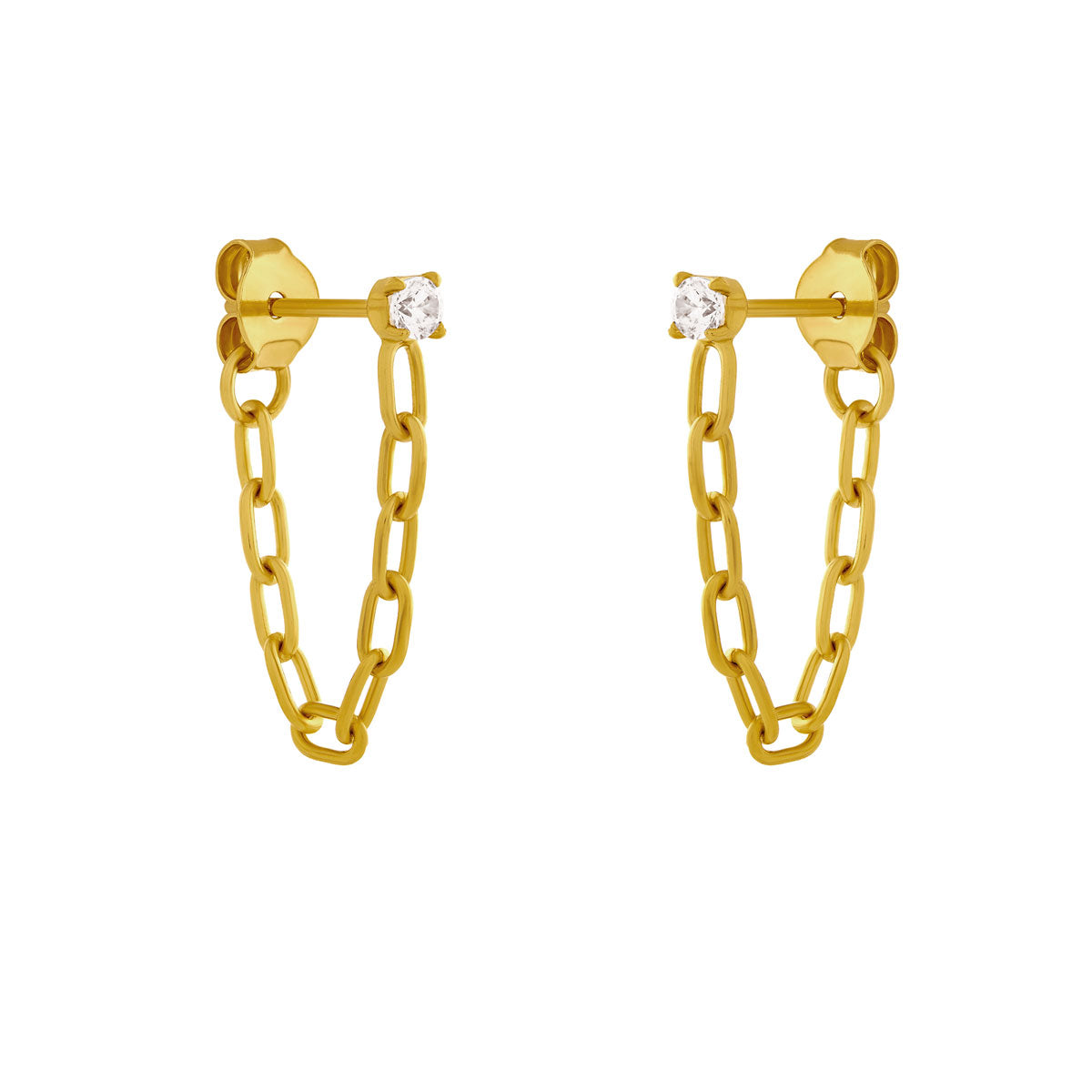 Crystal Chain Studs Gold