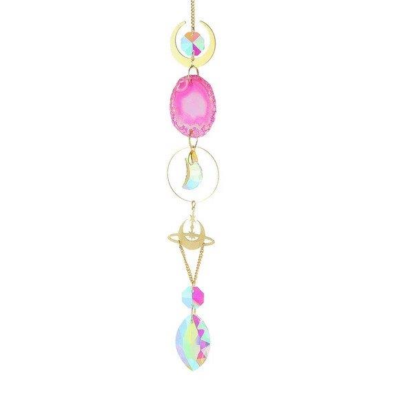 Hanging // Moon With Pink Agate // 23cm