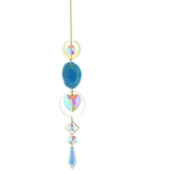 Hanging // Heart & Moon With Blue Agate // 23cm