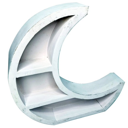Wooden Shelf // Whitewash Crescent Moon // 5cm x 26cm x 26cm