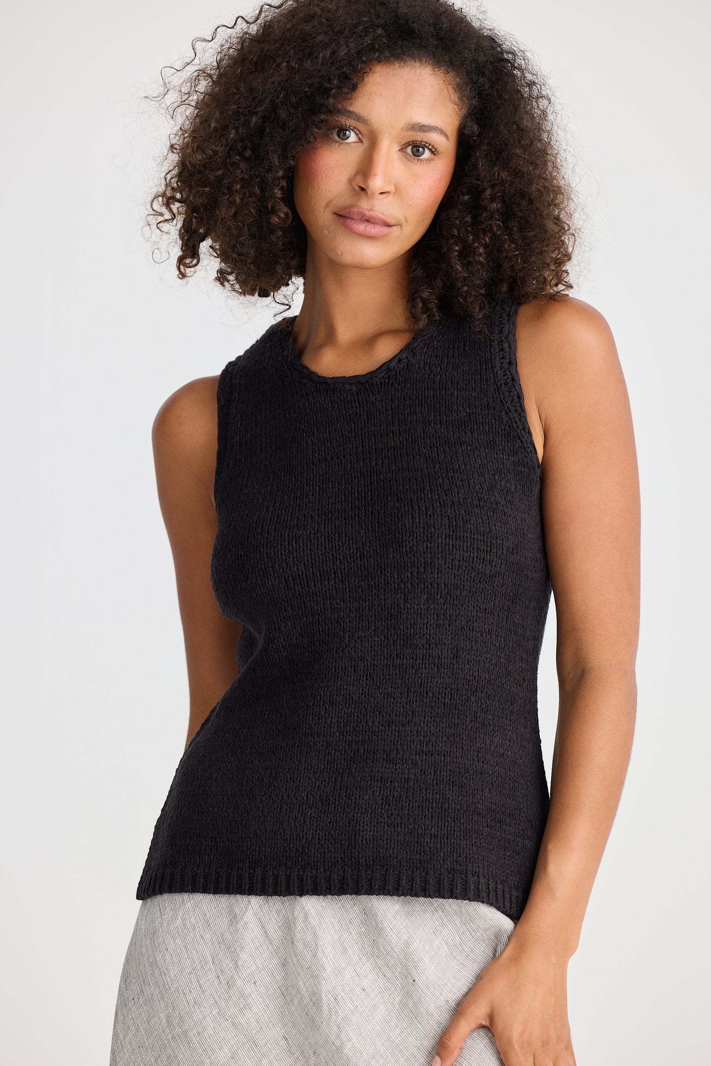 Saffron Knit Tank // Black