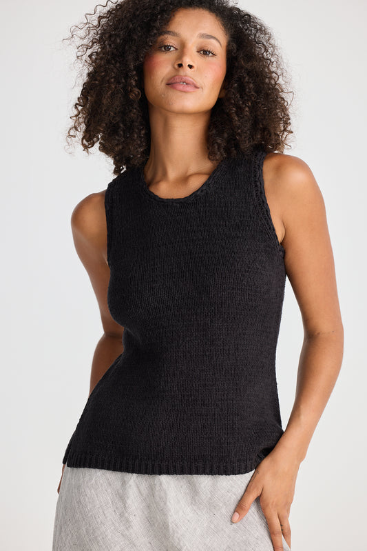 Saffron Knit Tank // Black